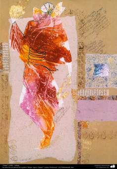 “Amor” (1999) – collage, De selección de pintura de la galería “Mujer, Agua y Espejo”; Artista: Profesora F. Gol Mohammadi, Irán