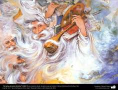 Arte islamica-Capolavoro di miniatura persiana-Maestro Mahmud Farshchian-Da nebbia a nebbia-1999