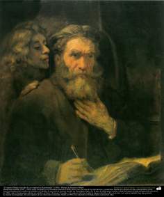 “O apóstolo Mateus&quot; (estudo de um original de Rembrandt) 1900 - Pintura de Kamal ol-Molk