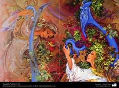 Arte islamica-Capolavoro di miniatura persiana-Maestro Mahmud Farshchian-Miraggio(Dettagli)-1991