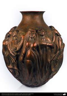 Iranian art (Qalamzani), Craved copper jug with hammer, Artist: Master Rajabali Raee – 126