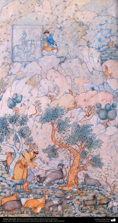 Islamic Art, Masterpieces of Persian Miniature, Artist: Ostad Hosein Behzad, Farhad and Shirin -73