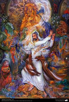 Arte islamica-Capolavoro di miniatura persiana-Opera di maestro Mahmud Farshchian-"Ibrahim"-2003