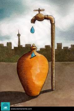 صرفه جویی در مصرف آب برای آینده (کاریکاتور)