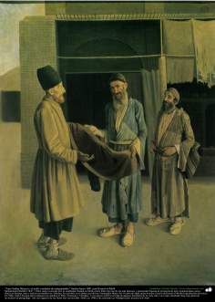 Arte islamica-Pittura-Olio su tela-Opera di maestro Kamal ol-Molk,&quot;Zio Sadeq e ebreo venditore dell&#039;antichità&quot;-1891