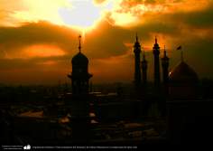 Architecture Islámica- vue sur le coucher du Sanctuaire de Fatima Masuma dans la ville sainte de Qom (3)