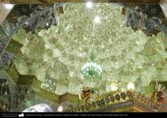 Islamic Architecture - The view of tiles and embedded mirrors on the ceiling , Fatima Masuma&#039; Holy Shrine in the holy city of Qom.