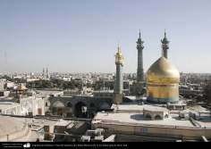 Architecture islamique, une vue de la coupole et du minaret du sanctuaire de Fatima Ma&#039;souma, dans la ville de Qom - 83