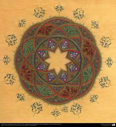 Arte Islâmica - Tazhib persa estilo Shams (sol) - Ornamentação das paginas e textos valiosos - 44
