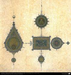 Islamic Art - Persian Tazhib style &quot;Goshaiesh&quot; - Opening (ornamentation of the pages and texts of the Quran and other valuable books) -3
