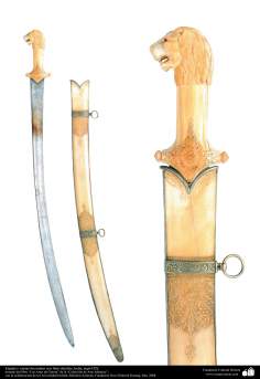 Arte islámico- Espada y vainas decoradas con finos detalles, India, siglo IXX.