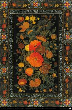 Arte Islâmica - Tazhib persa estilo Gol o Morgh (flor e ave) - Ornamentação das paginas e textos valiosos como o Alcorão - 25