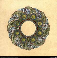 Arte islamica-Tazhib(Indoratura) persiana lo stile Toranj e Shams,Ornamento con dipinto o miniatura-35