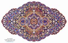 Persische Miniatur der alten Kunst, Design in Kreisen mit Blumen. Schönheit und Perfektion in diesem Kunststück. Tazhib Toranj Stil am Boden, eingefügt mit Granat Farben - Tazhib, Toranj und Shamse Stile (Mandala) - Bilder 