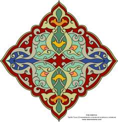 Islamische Kunst - Türkisches Tazhib  (Verzierungen durch Malereien und Miniatur) - 102 - Tazhib (Verzierungen von wertvollen Seiten und Texten) - Tazhib, "Toranj" und "Shamse" Stile (Mandala)