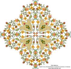 هنر اسلامی - تذهیب فارسی سبک ترنج و شمس - تزئینات از طریق نقاشی و یا مینیاتور - 50 