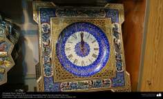 Artesanato Persa - Relógio ornamentado - Khatam Kari (marchetaria e Ornamentação de objetos)