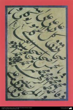 Caligrafia islâmica persa estilo Nastaligh, de famosos e antigos artistas. Aqa Fath Ali Heyab, Shiraz - 3