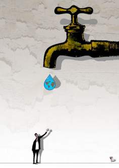 Caricatura - Esgotamento mundial da água 