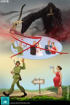 کارٹون - جنگ کی وجہ سے زندگی اور مستقبل تباہ