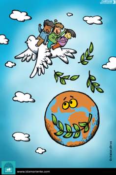 The flight of peace (Caricature)