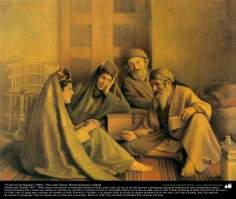 هنراسلامی - نقاشی - رنگ روغن روی بوم - اثر کمال الملک - نام اثر : فالگیر بغدادی (1899)