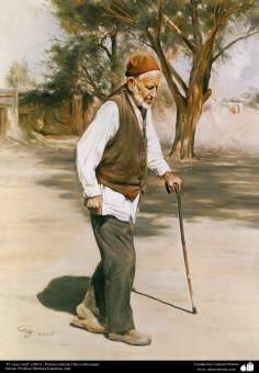 “the old rural man” (2003) - Realistic Painting; Oil on canvas, Artist Professor Morteza Katuzian