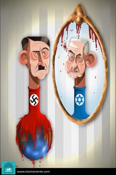 کارٹون - ہیٹلر کا دوسرا چہرہ اسرائیلی لیڈر نیٹن یاہو