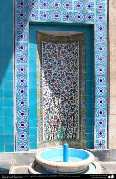 Source and decorated walls (ceramic) with plant motifs near tomb of Sa&#039;di (the famous Persian poet)  1213 - 1291 AD  - Sadieh Garden, Shiraz