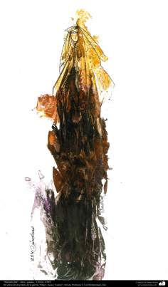 هنراسلامی - نقاشی - جوهر و گواش - انتخاب نقاشی از گالری &quot;زنان، آب و آینه&quot; - اثر استاد گل محمدی - نام اثر : به سوی نور