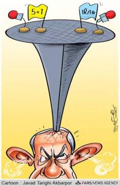 Israel enloquecido por las conversaciones de Ginebra (Caricatura)