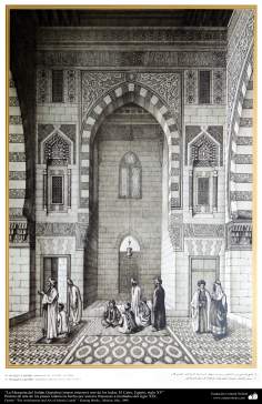 نقاشی هنر و معماری کشورهای اسلامی - مسجد قایتابای ، جزییات داخلی یکی از ضلع ها - قرن پانزدهم میلادی 