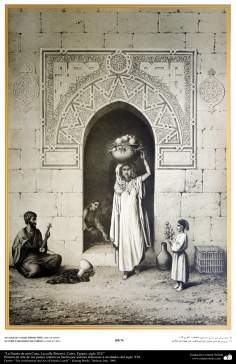 Arte y arquitectura islámica en pinturas - La Puerta de una Casa, La calle Shirawi, Cairo, Egipto, siglo XIV