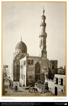 Art &amp; Islamic Architecture in painting - The mosque and the Mausoleum of Sultan Qaytabai Cairo, Egypt, XV century,