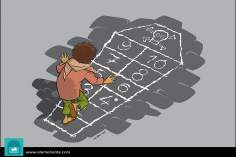 la marelle (le jeu d'enfant) palestinienne (caricature)