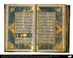 La caligrafía y ornamentación antigua del Corán; India, probablemente antes de 1669 dC.