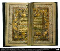 Caligrafia e ornamentação e um exemplar antigo do Alcorão; Norte de Índia, antes de 1659 dC.