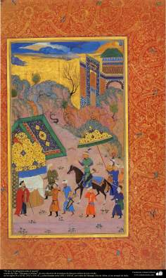 Исламское искусство - Шедевр персидской миниатюры - "Царь в присутствии отшельника "  - Миниатюр книги " Морага Голшан " - (1605-1628)