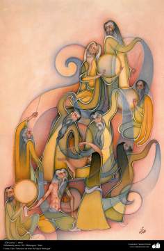 イスラム美術（マジッド・メヘルガン画家のミニチュア傑作、「退役軍人1983」）