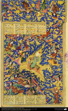 Miniatures of the Book “Panj Ganj” - Persian miniature made in the 16th century AD. Book &quot;Khamse&quot; or &quot;Panj Ganj&quot; Five Tesoro - The poet &quot;Nezami Ganjavi&quot; - 23