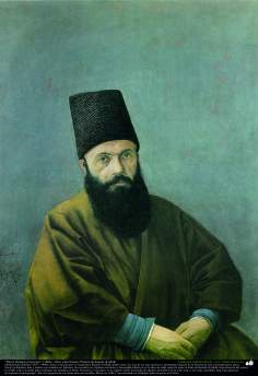 “Mirza Hedaiat el tesorero” (1886) - Óleo sobre lienzo; Pintura de Kamal ol-Molk