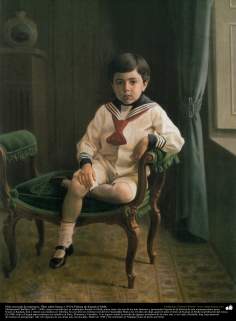  Garçon habillé comme un marin, - Huile sur toile, (1914); Peinture Kamal ol-Molk