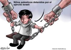 イスラエル軍によって逮捕されたパレスチナの子ども(漫画)