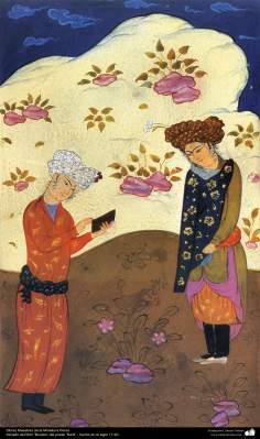 Arte islamica-Capolavoro di miniatura persiana-Ricavato dal libro di Bustan,opera di Sadi,XVII secolo D.C-2