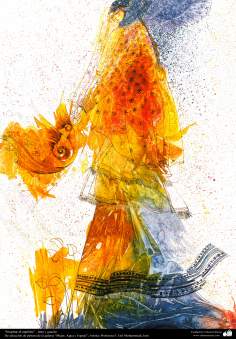 هنراسلامی - نقاشی - جوهر و گواش - انتخاب نقاشی از گالری &quot;زنان، آب و آینه&quot; - اثر استاد گل محمدی - نام اثر : الهام بخش روح 