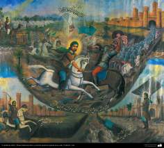 Peinture traditionnelle, cool, inspiré la peinture murale de style persan populaire &quot;Cafétéria&quot; - l&#039;Iran (41)