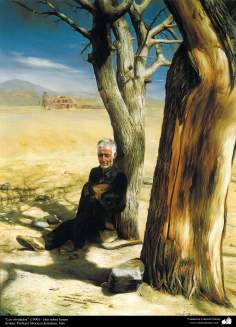 هنراسلامی - نقاشی - رنگ روغن روی بوم - اثر استاد مرتضی کاتوزیان - &quot;فراموش کرده ام&quot; - (1990)
