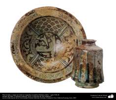 Plato hondo y vasija con motivos vegetales; Cerámica Islámica, Siria – siglo XIII dC. (36)