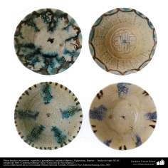 Platos hondos con motivos  vegetales y geométricos; cerámica islámica, Afghanistan, Bamian –  finales del siglo XII dC. (21)