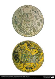 Bols avec des motifs zoomorphes. la céramique islamique d&#039;Iran, X AD de Nishapur.